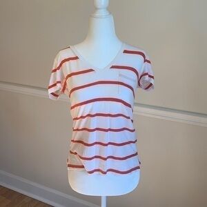 MADEWELL Striped White Red Short Sleeve Tee XXS